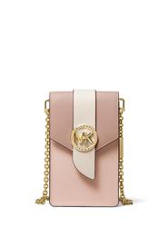 MICHAEL Michael Kors 粉色MK Logo链条手机包